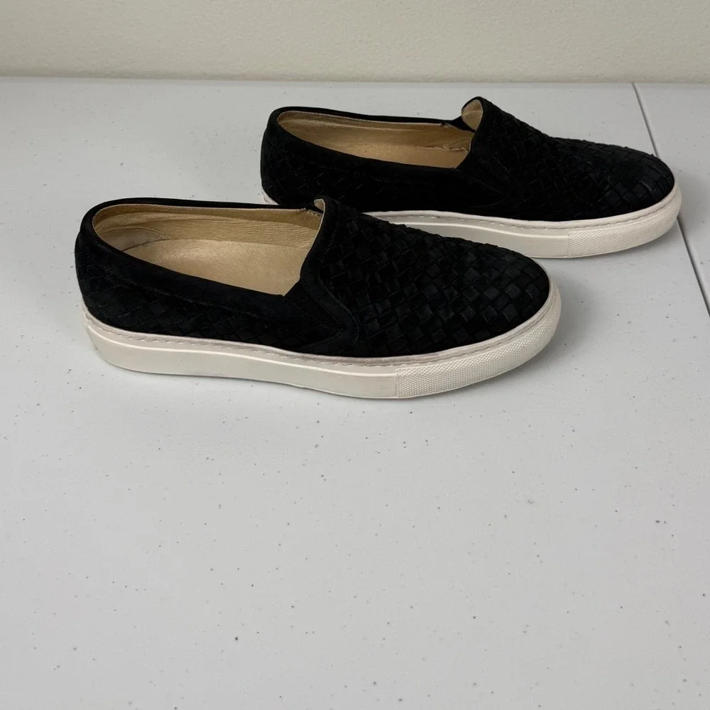 M. Gemi Womens The‎ Cerchio Black Woven Nubuck Suede Sneakers Loafers EU37/US 7